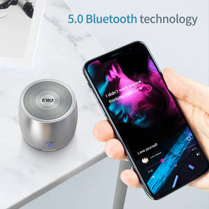 EWA A103 Mini Bluetooth Speaker Bass Sound Portable Wireless Speaker IPX5 Waterproof Metal Body Box Loud Sound Noise Reduction