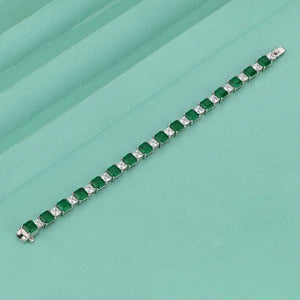 OEVAS 100% 925 Sterling Square Synthetic Emerald High Carbon Diamond Bridal Bracelet Sparkling Wedding Party Fine Jewelry Gifts