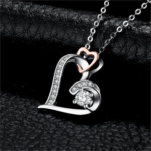 Jewelry Palace Heart Love Rose Gold 925 Sterling Silver Simulated Diamond Pendant Necklace for Women Fashion Jewelry No Chain