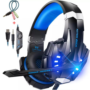 LED Light Gaming Headphone Wired Headphones With Mic For Mobile Phone Deep Bass Earphone Game Player For Game XBox PS4 PC Laptop