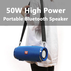 50W High Power caixa de som Bluetooth Speaker Outdoor Waterproof Wireless Column Portable Audio for pc Music Center Subwoofer FM