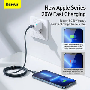 Baseus PD 20W USB Type C Cable For iPhone 14 13 12 Pro Max Fast Charging Wire Cord Charger For iPhone 11 Xs X iPad Data Cable 2m