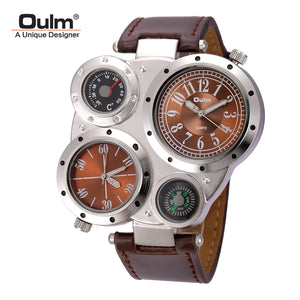 Oulm Men Watches Antique Male Quartz Watch Top Brand Luxury Sport Wristwatch Man Casual Leather Strap Watch relojes hombre