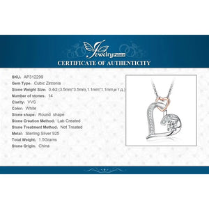 Jewelry Palace Heart Love Rose Gold 925 Sterling Silver Simulated Diamond Pendant Necklace for Women Fashion Jewelry No Chain