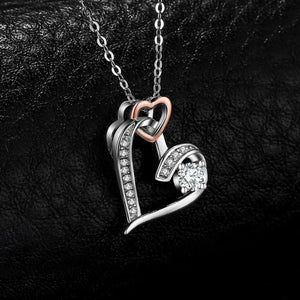 Jewelry Palace Heart Love Rose Gold 925 Sterling Silver Simulated Diamond Pendant Necklace for Women Fashion Jewelry No Chain