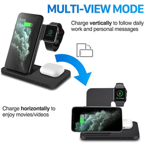 3 in 1 Wireless Charger For iPhone 14 13 12 11 XS XR X 8 AirPods Pro Apple Watch 8 7 SE 15W Fast Charging Stand for Samsung S22