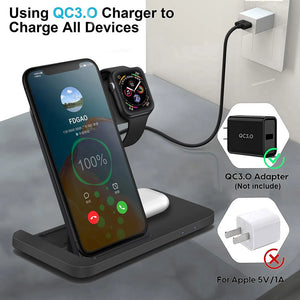 3 in 1 Wireless Charger For iPhone 14 13 12 11 XS XR X 8 AirPods Pro Apple Watch 8 7 SE 15W Fast Charging Stand for Samsung S22