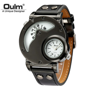 Oulm Oulm Unique Dual Time Zone Hipster Punk Watch