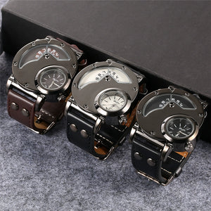 Oulm Oulm Unique Dual Time Zone Hipster Punk Watch