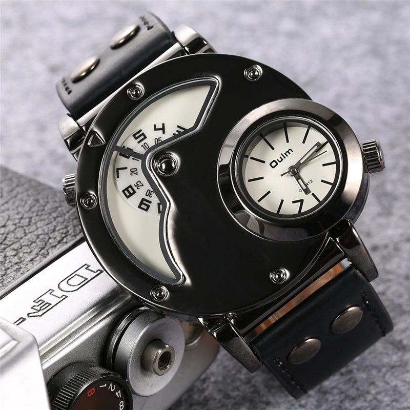 Oulm Oulm Unique Dual Time Zone Hipster Punk Watch