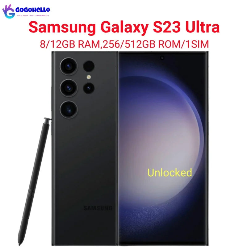 98% New Original Samsung Galaxy S23 Ultra 5G S918B Snapdragon 8 Gen 2 Octa Core 256GB/512GB ROM Unlocked Mobile Phone 6.8" 1 SIM