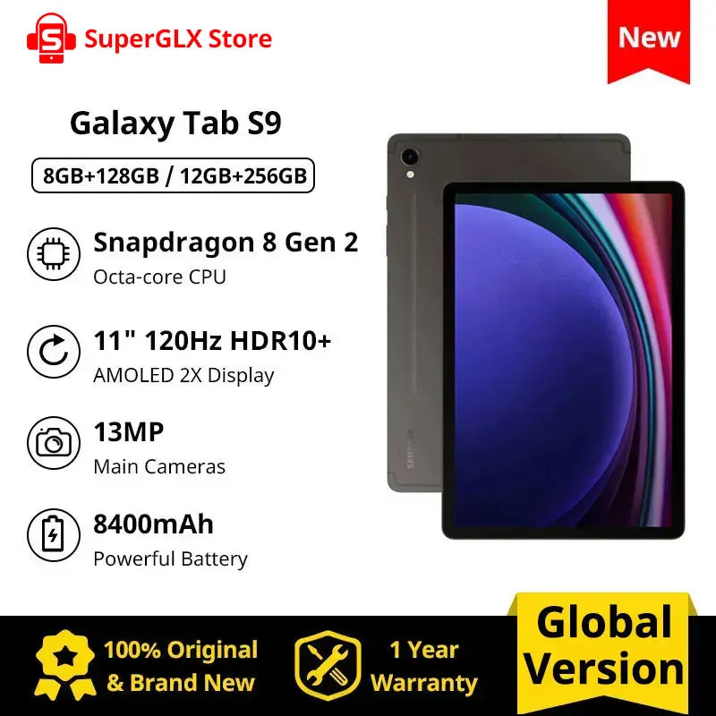 2023 New Samsung Galaxy Tab S9 WiFi Android Tablet 128GB Storage S Pen Included Unlocked 11'' AMOLED 2X Display 8400mAh Battery