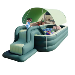 Inflatable Swimming Pool with Rain Canopy, Portable Adult Swimming Pool in Outdoor Areas, Home Garden, Backyard Inflatable Pool