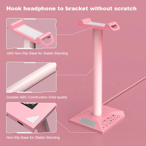 RGB Gaming Headphone Stand with USB Ports Headphone Holder Touch Control Light Desktop Gaming Headset Holder Earphone Hanger