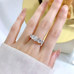 5 Stones 3.6cttw Full Moissanite Rings For Women S925 Sterling Silver Row Ring Plate 18K Sparkling Diamond Wedding Bands Jewelry