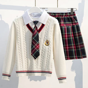 2024 Kids Clothes Autumn for Girls School Uniform Twinset