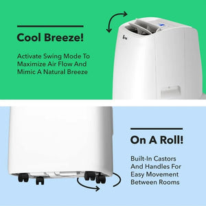 Vremi 12000 BTU Portable Air Conditioner - Easy to Move AC Unit for Rooms up to 350 Sq Ft - with Powerful Cooling Fan