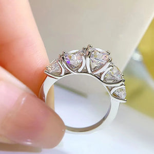 5 Stones 3.6cttw Full Moissanite Rings For Women S925 Sterling Silver Row Ring Plate 18K Sparkling Diamond Wedding Bands Jewelry