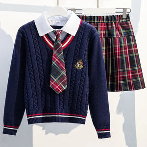 2024 Kids Clothes Autumn for Girls School Uniform Twinset