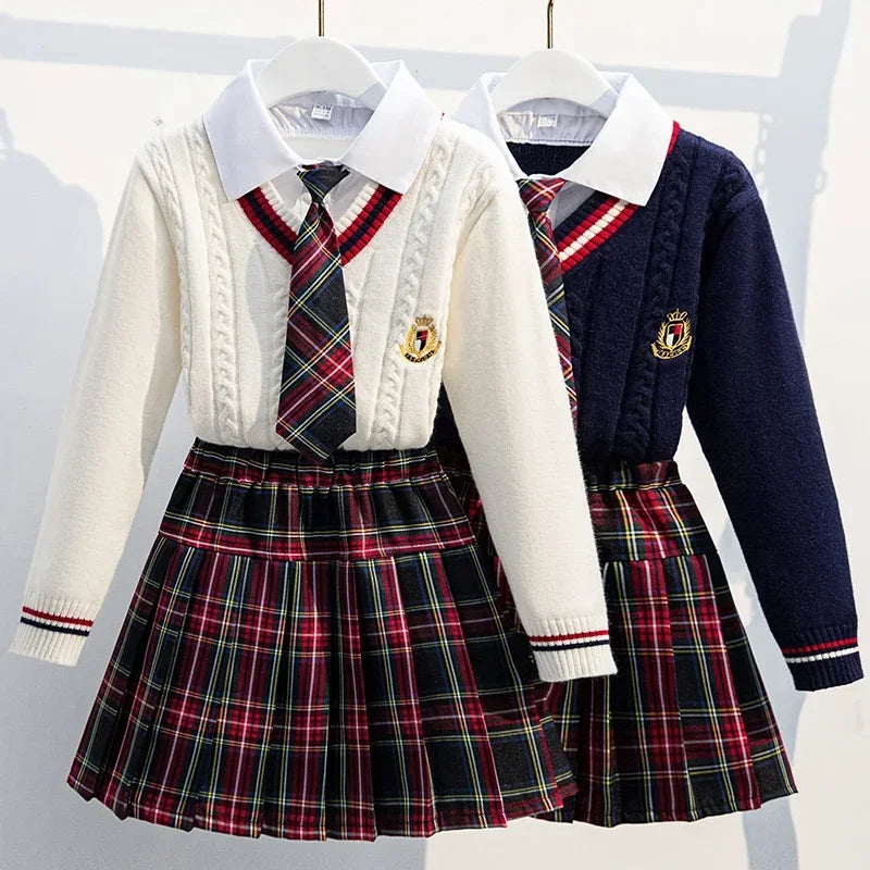 2024 Kids Clothes Autumn for Girls School Uniform Twinset