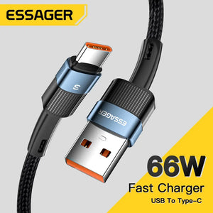 Essager 6A Type C USB Cable Fast Charging For Huawei P40 Pro P30 66W Wire Charger Data Cord For Samsung S21 Ultra S20 Poco