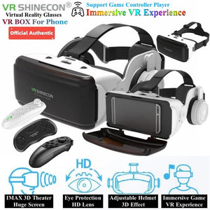 Virtual Reality VR Glasses IMAX Huge Screen 3D Glasses Google Cardboard Box VR Helmet for 4.5-6.53" Phone,Support Game Joysticks