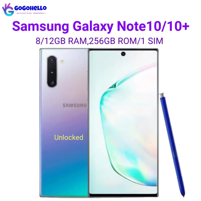 97% New Original Samsung Galaxy Note10/10 Plus US Version 8/12GB 256GB Snapdragon 855 Octa Core 6.3/8"  Unlocked 5G Mobile Phone