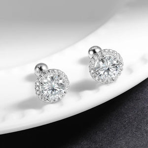 EWYA Trendy 0.5-1ct D Color Round Moissanite Screw Earring For Women Wedding Fine Jewelry S925 Sterling Silver Diamond Earrings