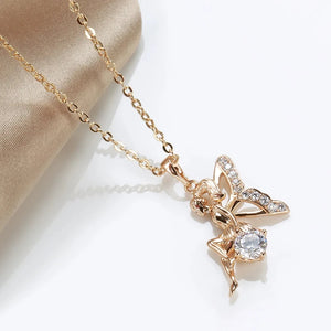 Kinel Hot Trend Angel Pendant Necklaces For Women 585 Rose Gold Color With Shiny Natural Zircon Pendant  Daily Fine Jewelry