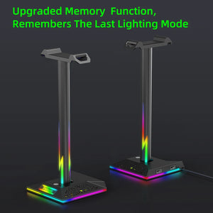 RGB Gaming Headphone Stand Eb01-b Headset Stand Dual USB Port Touch Control Strip Light Gaming Headset Holder Earphone Accessory