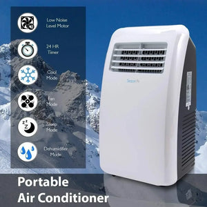 3-in-1 Portable Air Conditioner with Built-in Dehumidifier Function, Fan Mode, Remote Control, Complete Window Mount Exhaust Kit