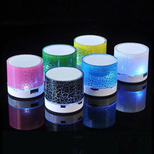 A9 Mini Portable Speaker Bluetooth Wireless Audio Dazzling Crack LED Lights Subwoofer Support TF Card USB Charger For PC/Mobile