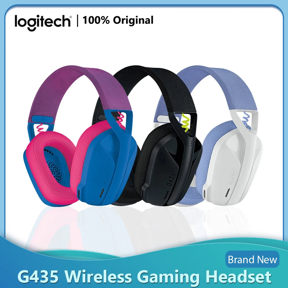 Original Logitech G435 Lightspeed Bluetooth Wireless Gaming Headphone Headst 7.1 Surround Sound Headset Built-in mics For Gamer