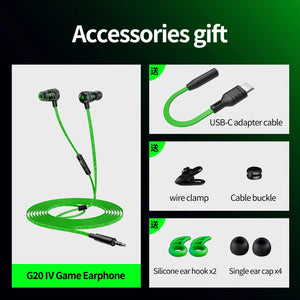 Gaming headphone TYPE C/3.5mm G20 hammerhead Bass earphones with mic Gaming Headset for PUBG gamer Play wired Earphone for phone