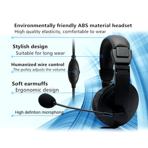 3.5MM Wired Headset Gaming Headphone Stereo Deep Bass Headphones With Microphone AUX Retractable Headband For PC Computer Laptop