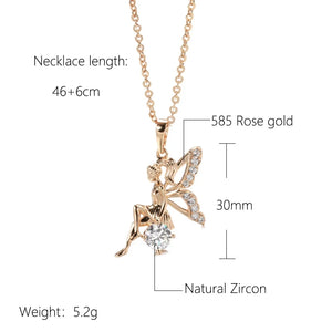 Kinel Hot Trend Angel Pendant Necklaces For Women 585 Rose Gold Color With Shiny Natural Zircon Pendant  Daily Fine Jewelry