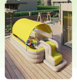 Inflatable Swimming Pool with Rain Canopy, Portable Adult Swimming Pool in Outdoor Areas, Home Garden, Backyard Inflatable Pool