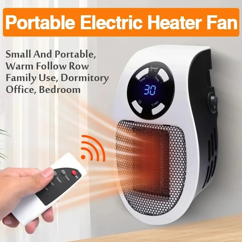 Electric Heater Portable Plug In Wall Room Heating Stove Portable HouseholdPowerful Warm Blower Remote Control Warmer For Home