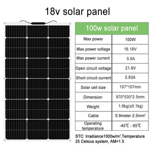 DGSUNLIGHT 100w 200w 12v portable Solar Panel Flexible 16V 800W plate CELLS Monocrystalline silicon