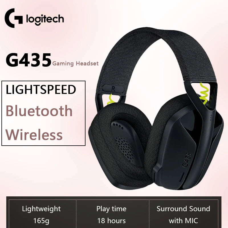 Logitech G435 LIGHTSPEED Wireless Gamer Headset USB Bluetooth/2.4 G Connection Built-in Microphone Gaming Headphone for PC/PS