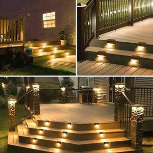 32/24/16/12/8/4Pcs Solar Deck Lights Outdoor Waterproof LED Fence Lights Garden Step Lamp for Patio Stairs Railing Pathway Step