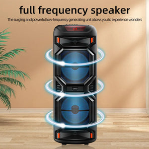 Peak Power 1200W Super Large Outdoor Bluetooth Speaker 8 Inch Double Horn Subwoofer Portable Wireless Column Bass Sound with Mic