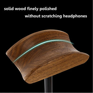 Pure Wood Walnut Headphone Stand Mount Solid Wooden Earphone Rack Hanger Aluminum Alloy Desktop Gaming Headphone Bracket Holder