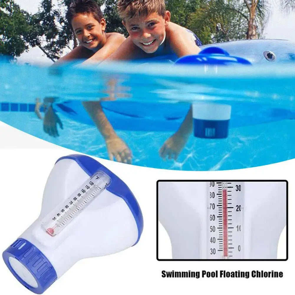 Swimming Pool Automatic Dosing Device Floating Pill Float Cup With Thermometer Waterproof Safe Disinfection Dosing Device