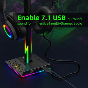 RGB Gaming Headphone Stand Rack 6 Monochrome Modes Gamer Headset Display Stand Headset Holder Hanger Earphone Accessories