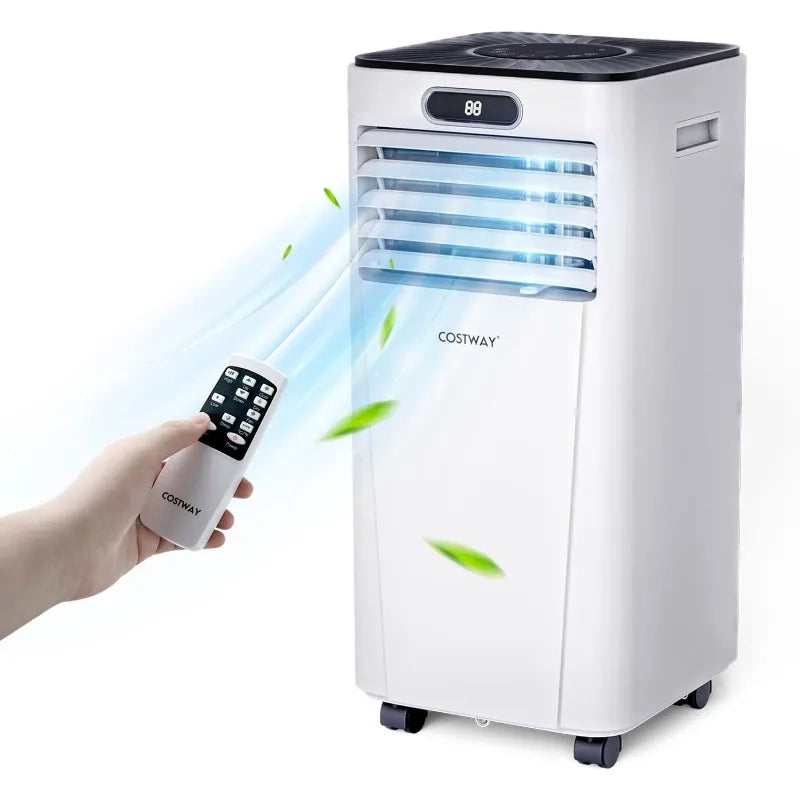 COSTWAY Portable Air Conditioner, 10000BTU Air Cooler with Drying, Fan, Sleep Mode, 2 Speeds, 24H Timer Function, Remote Control
