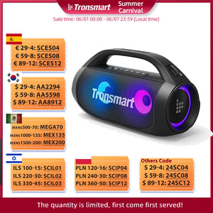 Tronsmart Bang SE Bluetooth Speaker Portable Speaker with Bluetooth 5.3, Portable Handle, 24-Hour Playtime, for Party, Camping