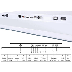 Soulaca 27inches Smart Bathroom LED White Panel TV IP66 Waterproof 12V Shower SPA Television ATSC WiFi
