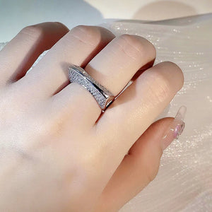 925 Sterling Silver Personality Jewelry Irregular Hollow Out Diamond Ring Ladies Bar Party Jewelry Gift