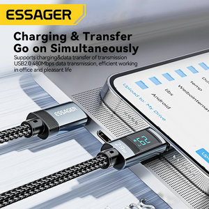 Essager USB Type C Cable for iPhone14 13 12 11 Pro Max PD 29W Fast Charging Wire for iPhone Charger Cable Digital Display Cable